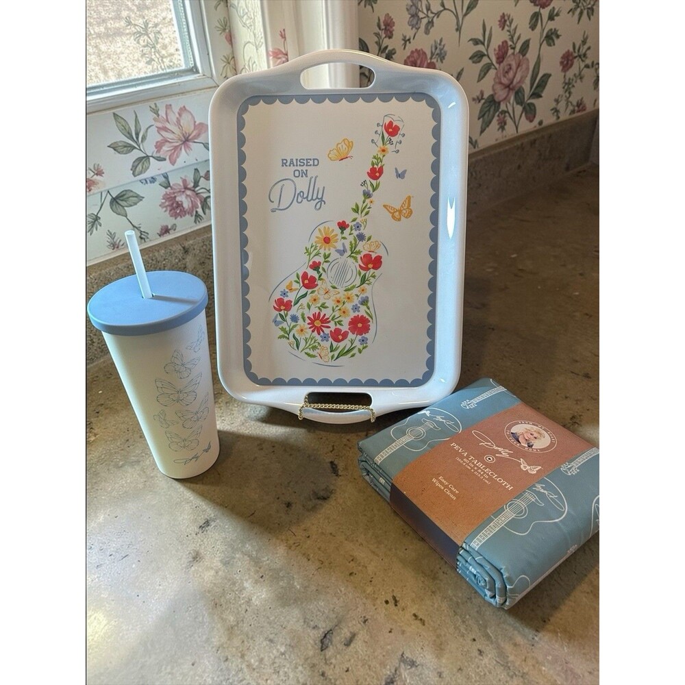 Dolly Parton Raised On Dolly Tray Cup Tablecloth Set Country Kitchen Decor